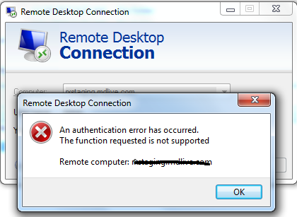 Authentication Error Has Occurred